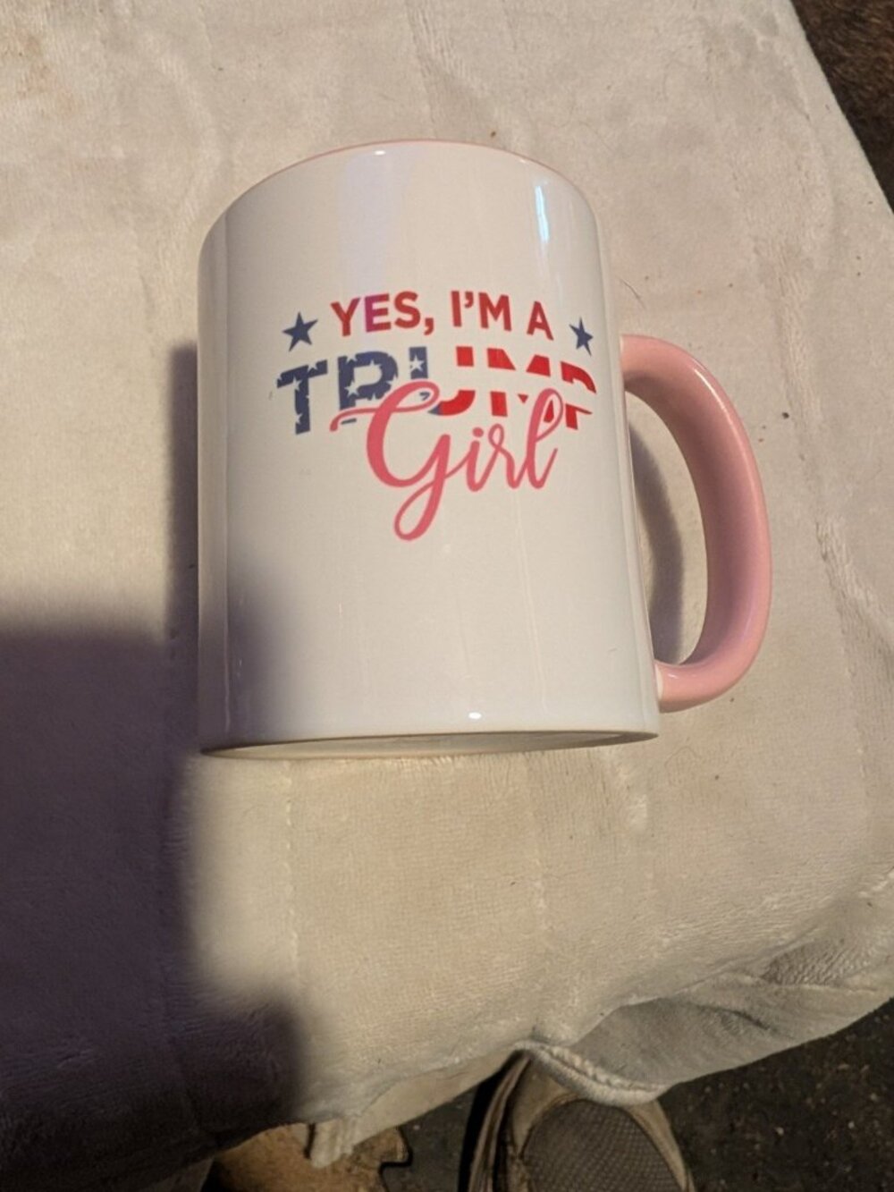 2 PC Veracco Yes I'm A Trump Girl Coffee Mug Pink Accent Handle 11oz Ceramic